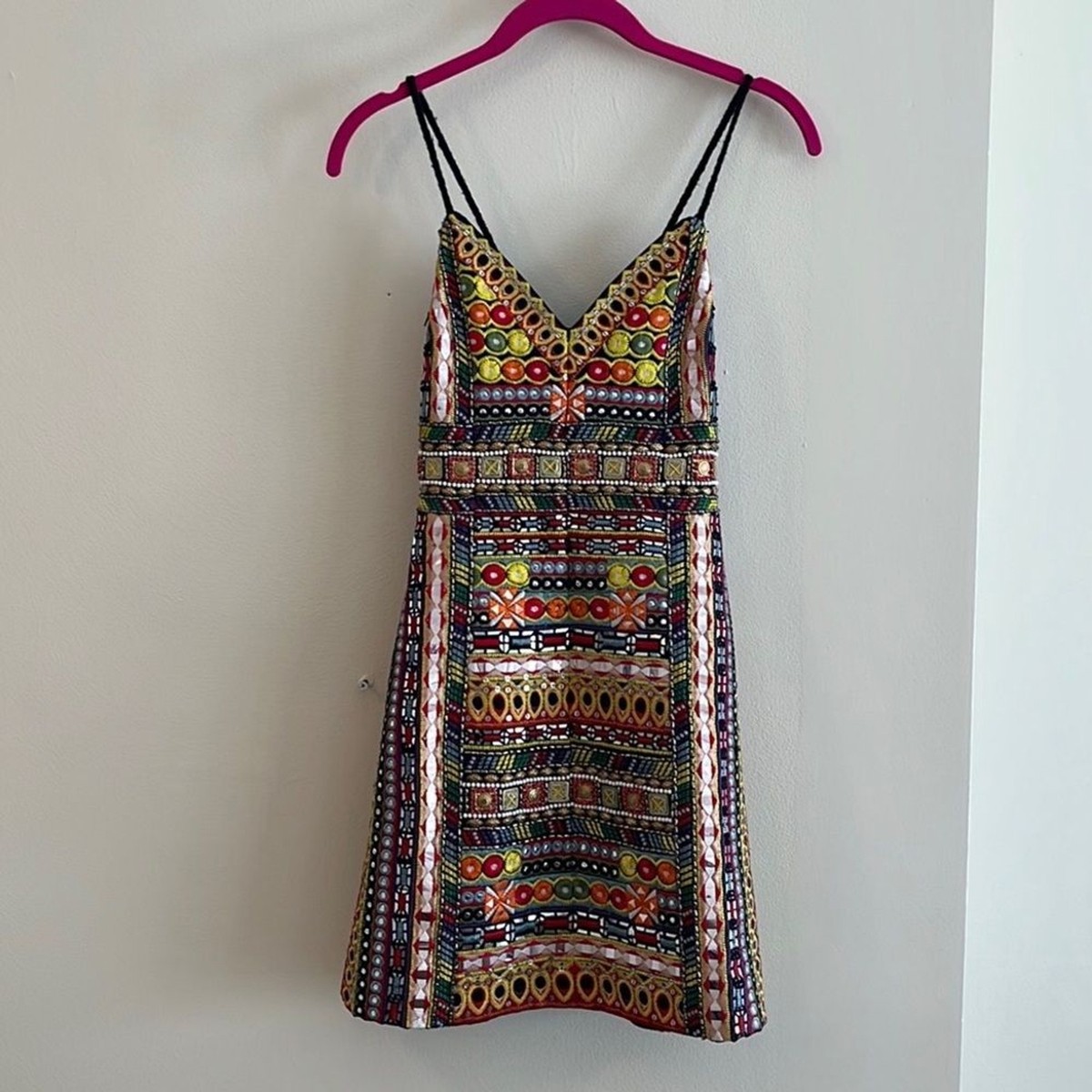 Alice + Olivia Tayla Embroidered Mini Dress 0 | eBay