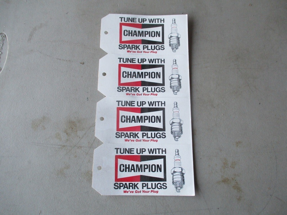 New NOS Vintage Champion Spark Plug 4 Dealer Service Tag Showroom display