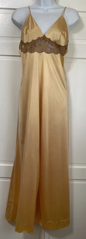 Винтажный Vanity Fair золото широкие ноги комбинезон и куртка халат мод нейлона Loungewear 34 - Изображение 2 из 4