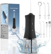 Water Flosser Cordless - 265ml Portable for Teeth with 6... 