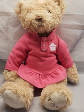 FAO Schwarz Plush Tan Sitting Teddy Bear with Pink Shirt Stuffed Animal Toy 10IN