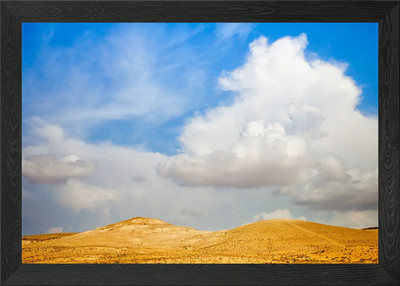 Desert With Cloudy Sky In Framed Wall Art Poster Canvas Print Picture