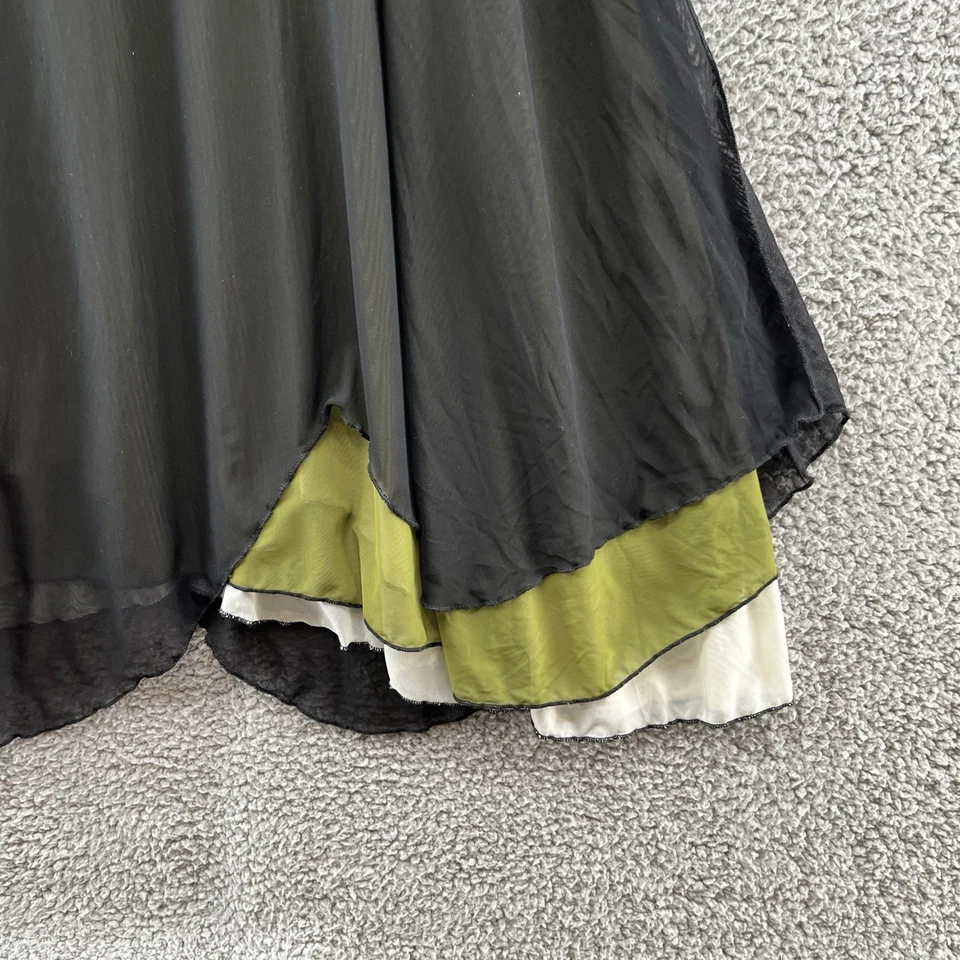 Vestido Cynthia Ashby Mediano Negro Verde Malla Superposición Relajado Lagenlook En Capas Foto 3 de 4