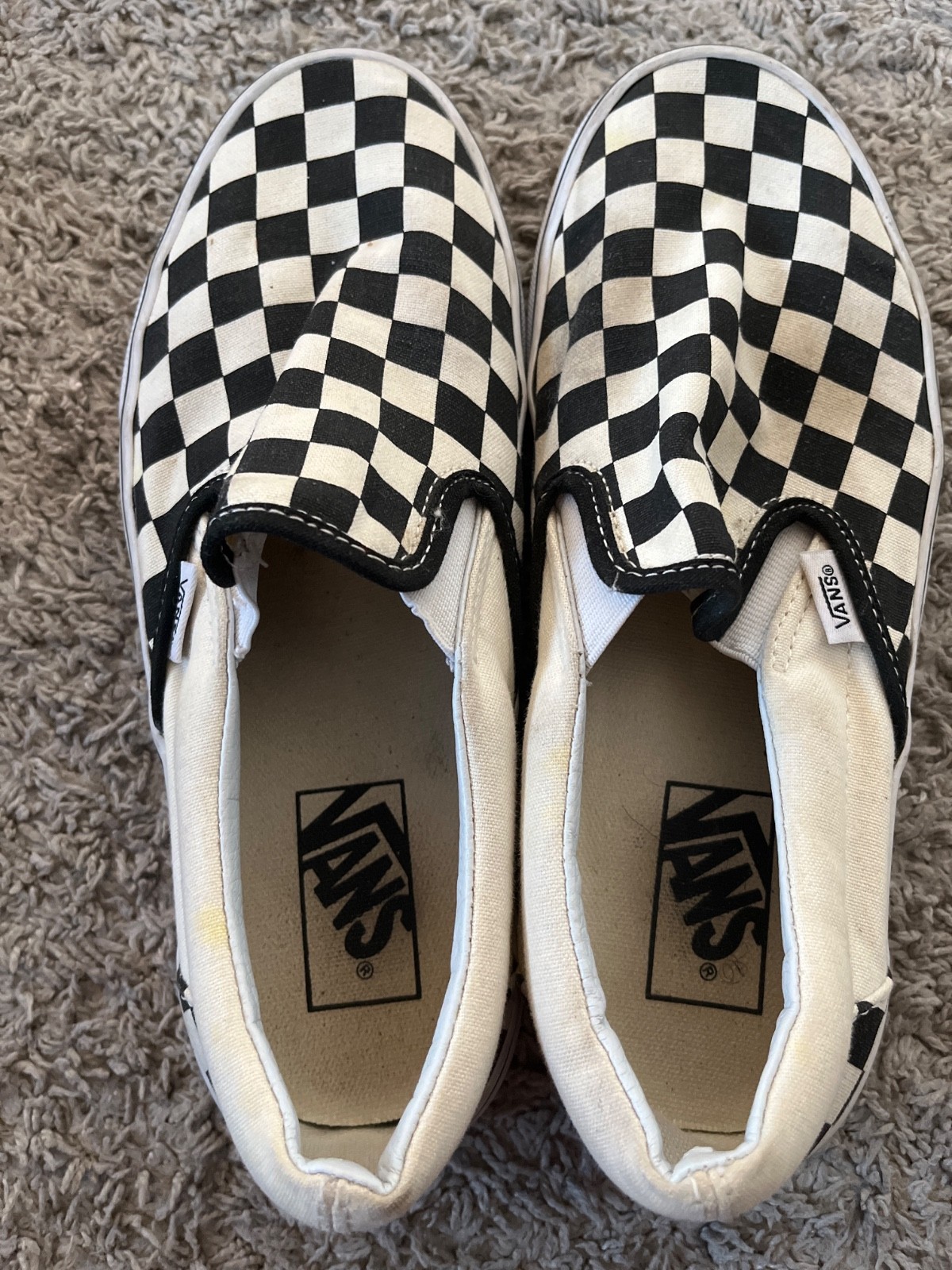 Pre Owned Black and white checkered vans womens 7.5