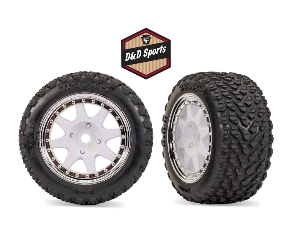 Traxxas 10872-WHTC - White Front Mini Rally Wheels with Tires (Hard) (2) - Image 1 of 1