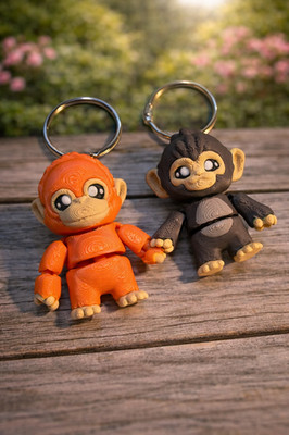 Magnetic Monkey Duo 2'' Set | Interlocking Monkey Keychains (Punch & Plushy)