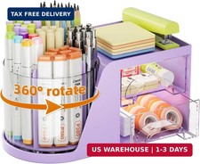 Desk Organizer with 2 Drawer, 360 Rotating Pen Holder, Desk Organizers and Acces