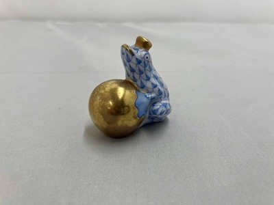 HEREND Froschkönig Figur blau ca. 4 cm hoch