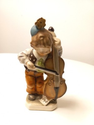 Friedel Porzellan Figur, Handgemalt Kontrabass Cello Mütze