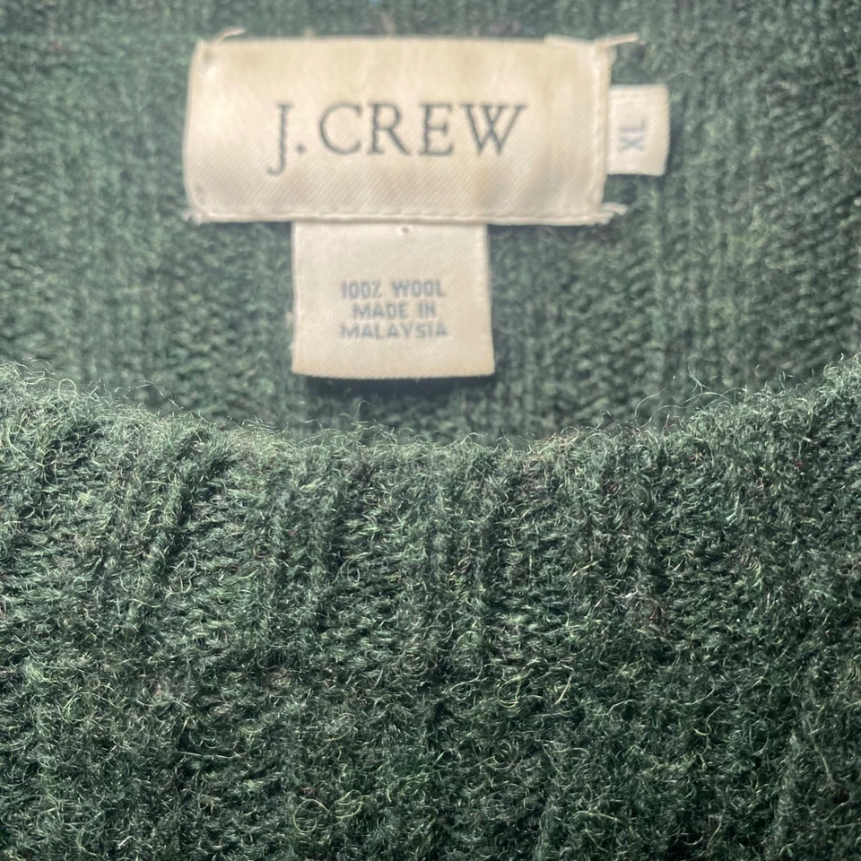 Suéter de Lana J.Crew De Colección Para Hombres XL Verde Acanalado Cuello Redondo Pullover Prendas de Punto Y2K Foto 2 de 4