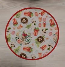 rundes Ostern Deckchen 39 cm mit Baumwollband in rot