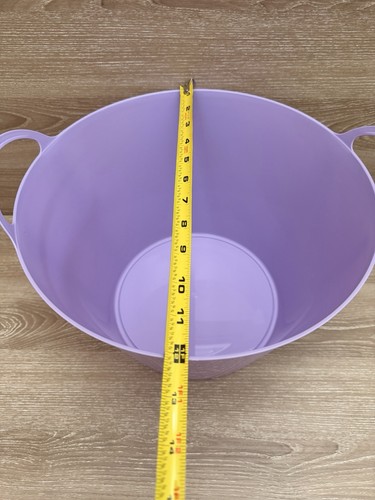 Menge 2 Neu Frühling Eimer Korb mit Griffen Dünne Kunststoff Tragetasche Pastell Lila - Bild 6 von 7
