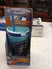 Snackeez Jr. Disney Star Wars NIB 2 In 1 Snack Drink Cup Straw Lid C3PO & R2D2
