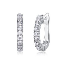 D Color VVS Moissanite Huggie Hoop Earrings 925 Sterling Silver - Passes Tester