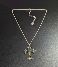 Ayala Bar Mosaic Crystal Drop Cross Pendant Necklace
