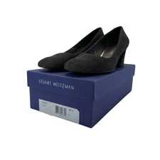 Stuart Weitzman MaryMid Slate Suede Square Chunky Heel Shoe 6.5 NEW in Box