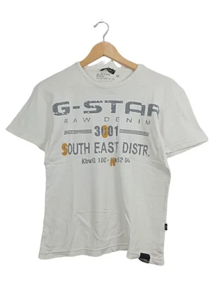 G-Star RAW T-Shirt Homme Blanc Logo-Print Casual (EU 38, INT M) - Photo 1/4