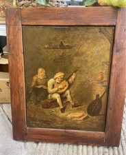 Quadro Antico Olio Su Tela Francese Dal Gusto Fiammingo