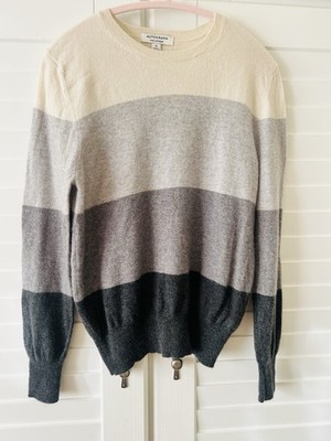 M&S Kaschmir Pullover Creme & Grau Größe 8-10