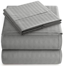 Queen Sheet Set - 4-Piece Striped Queen Size Bed Sheets - Soft Cooling Deep...