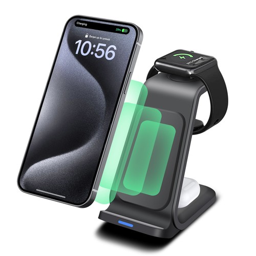 3in1 Wireless Charger Ladestation für Apple Watch S9 S8 iPhone 15 Pro Max 14 13 - Bild 17 von 24