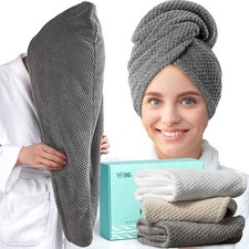 3 Pack Large Microfiber Hair Towel Wrap, 30" x 10" Anti Frizz Quick Dry Hair ...