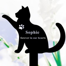 Custom Cat Memorial Stake, Personalized Metal Cat Grave Marker Garden Decor