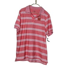 Croft barrow men striped polo shirt 3/4 button short sleeve Sz Medium