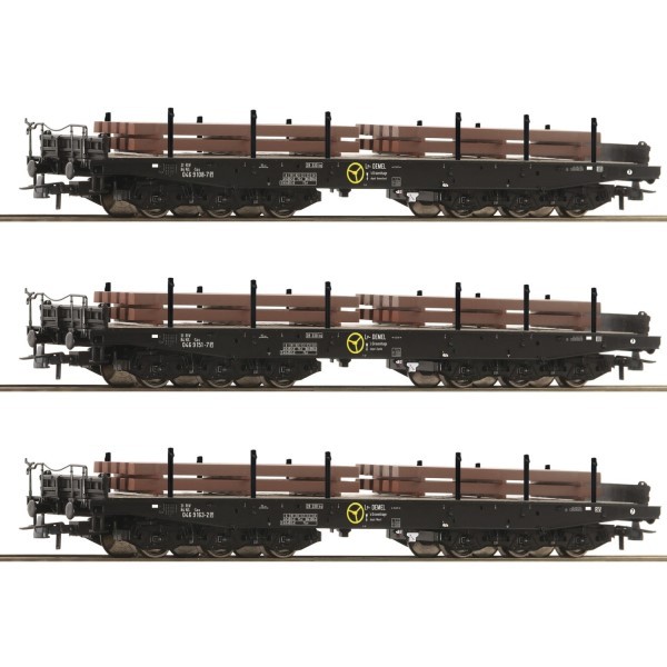 Roco 6600263 H0 3Er Set Schwerlastwagen, Ns, Ep. Iv, Inkl. Brammen H0 + Neu-image