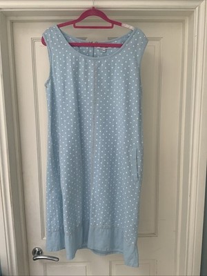 Blue White Cotton Linen Summer Pockets Sleeveless Dress By Alice