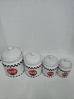 Coca-Cola 3 Piece Set Gibson Black Red White Checkered Cookie Jars Vintage 1997