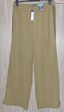M&S dark khaki wide leg, high rise, green & black side stripe size 14