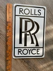 Vintage Rolls Royce Porcelain Enameled Metal Shop Sign Garage Gas Oil 12x7.5"