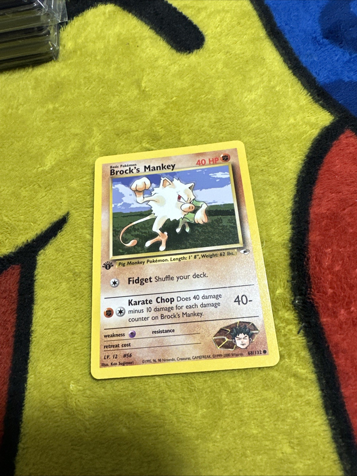 Pokemon 1st Edition Gym Heroes Brock’s Mankey 68/132 NM/M