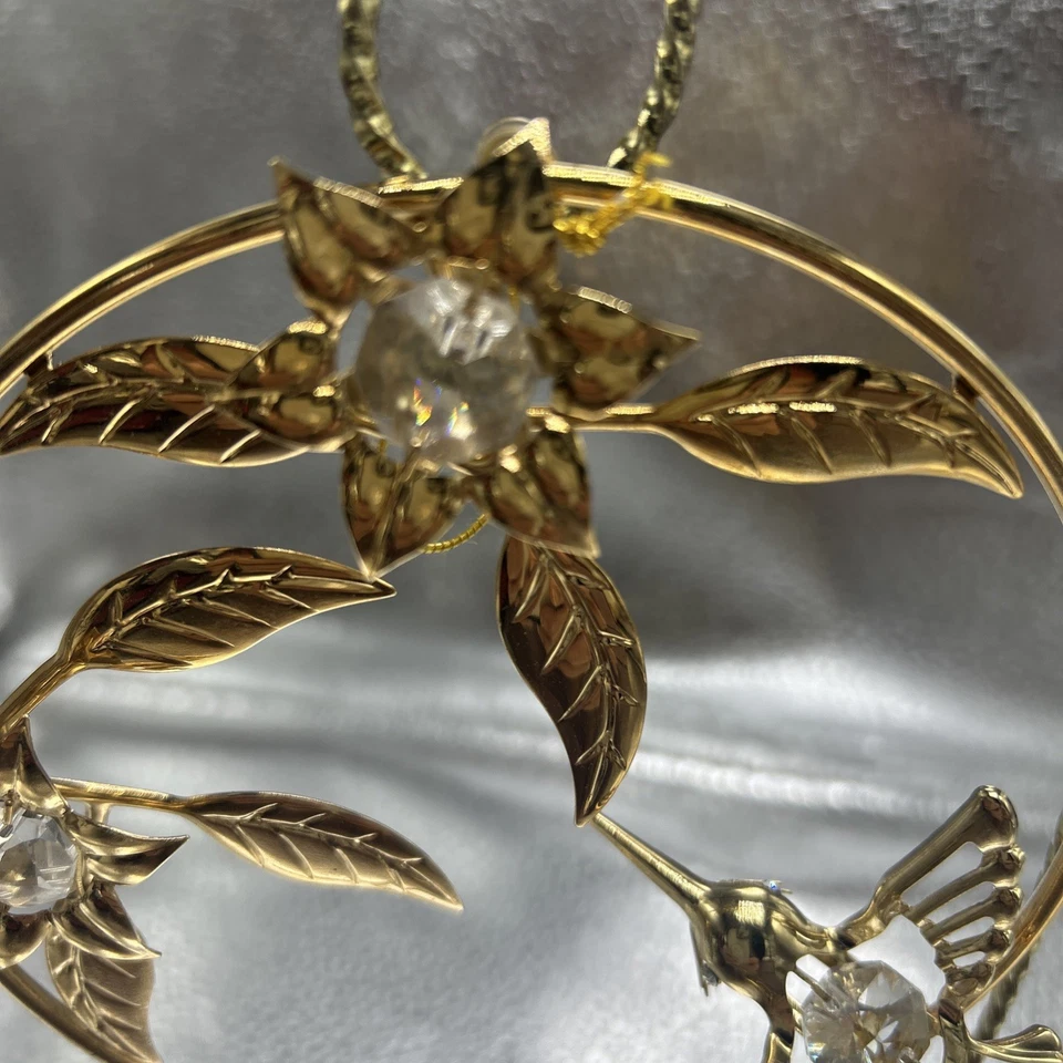 Adorno - ANILLO COLIBRÍ CON FLORES - CHAPADO EN ORO 24k - Elementos Swarovski Foto 4 de 4