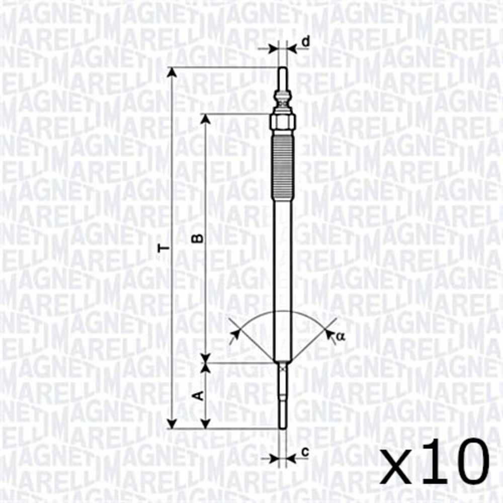 MAGNETI MARELLI Glow Plug X10 Pcs For MITSUBISHI L 200 TRITON 1820A020