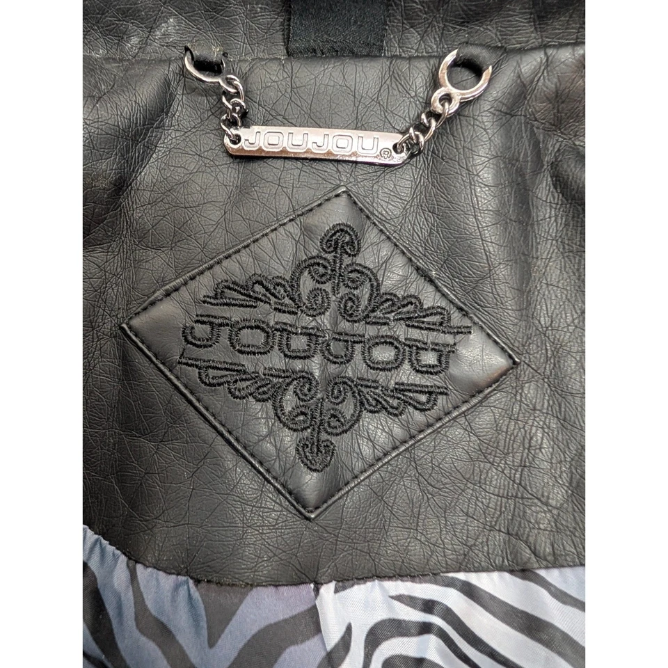 Jou Jou Women's Leather Moto Jacket Black Small Zipped Pockets Grunge Goth NWT - Image 2 of 4