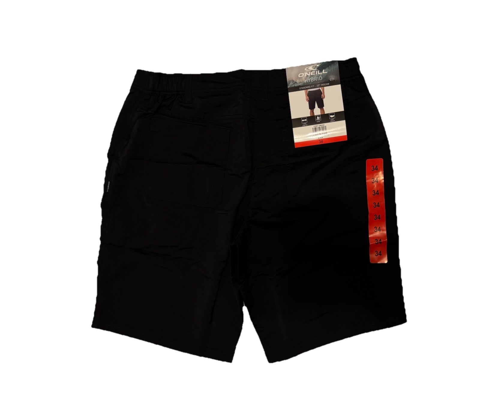 New O'Neill Hybrid Shorts Mens 34 Black 10” Inseam, Pockets NWT