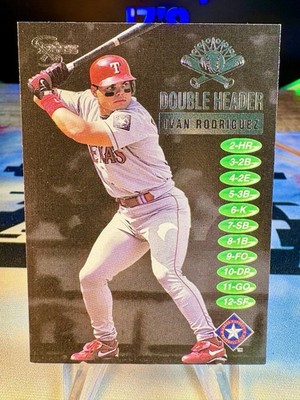 1998 Ivan Rodriguez SkyBox Dugout Axcess Double Header #15DH Texas Rangers