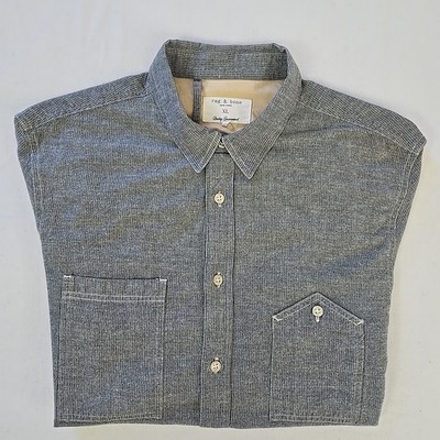 Rare Rag & Bone Woven Twill Canvas Workshirt Gray Textured Slim Tall 40 - 42 USA