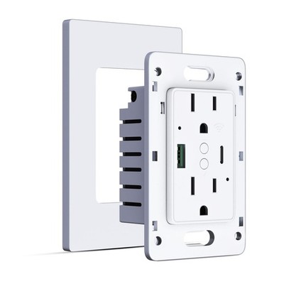 2.4GHz Wi-Fi in-Wall Plug Socket, PD 20W Fast Charging Smart USB Wall Outlet... 