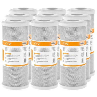9 Pack 5 Micron 10'' x 4.5'' CTO Carbon Block Water Filter Replacement Whole House