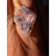 Sterling silver sparkling kite marquise-cut CZ Halo ring size 7