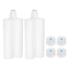 2Pcs 400ml 1:1 Epoxy Gun Adhesive Cartridge 220mm PP Dual Cartridge Gray Piston