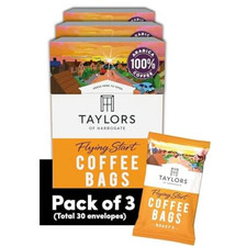 Taylors of Harrogate Flying Start Enveloped Coffee Bags, Roast 5, 30 Bags | 3 Bo
