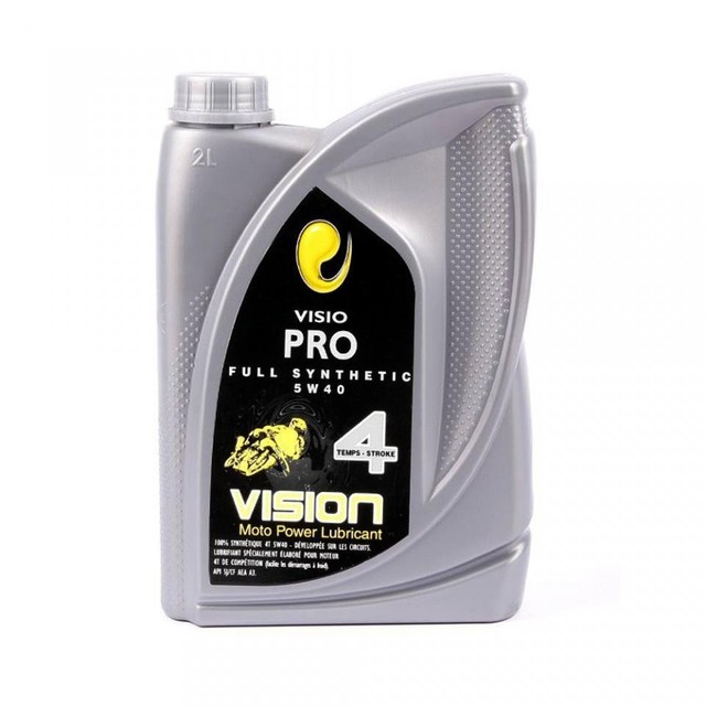 Bidon d'huile lubrifiant Vision Visio Pro 5W40 4T 100% synthèse en 2L pour moto