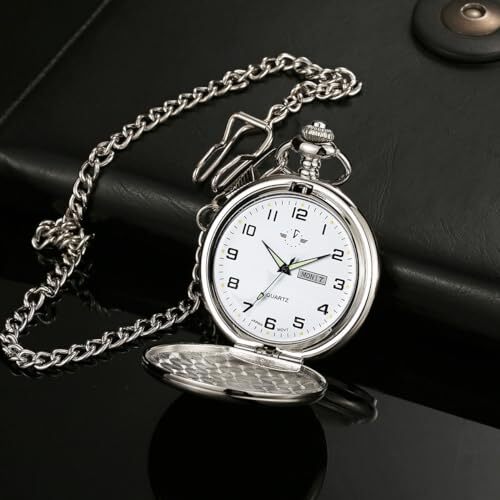 Smooth Quartz Pocket Watches for Men Classic Arabic Digital Luminous Dial & - 第 3/6 張圖片