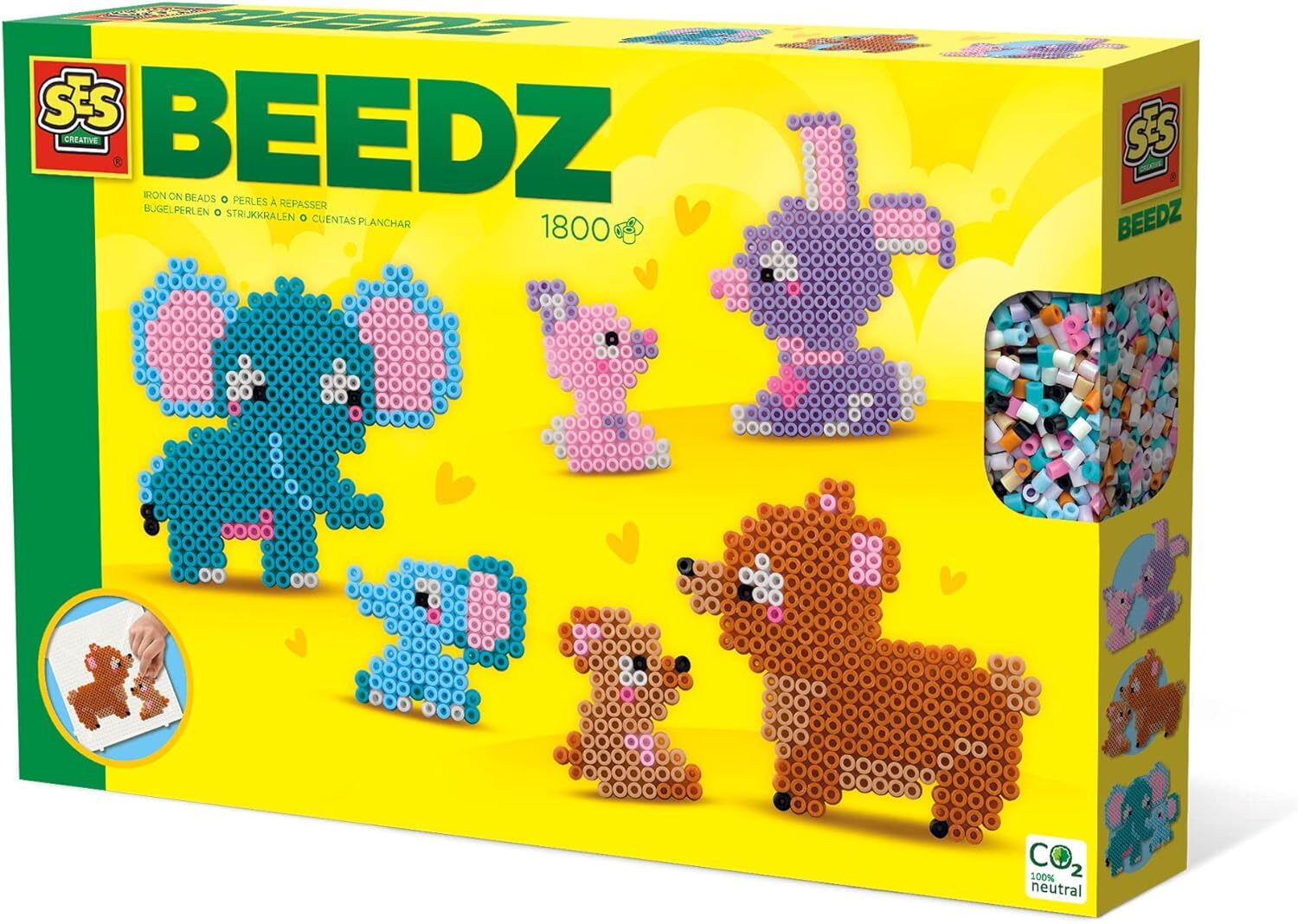 SES Creative 06218 Утюжок на бусинах-Семейка милых зверюшек