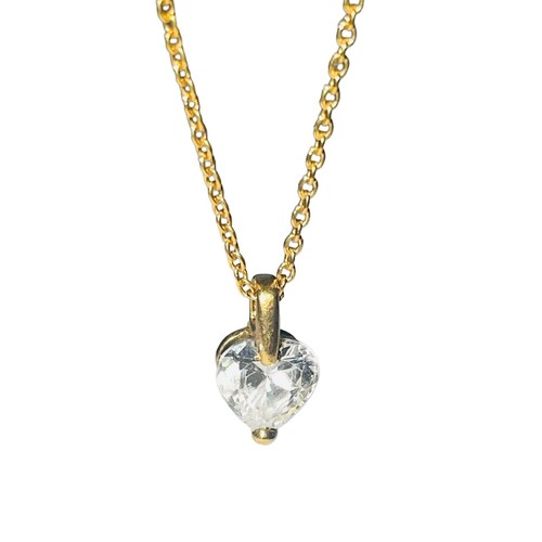 Pendant Necklace Earrings Set Crystal Heart Dangle Charm Set Gold Tone 18" Chain - Picture 7 of 10