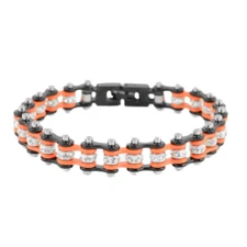 Black / Orange Motorcycle Mini Bike Chain Stainless Steel Bracelet Ladies 108